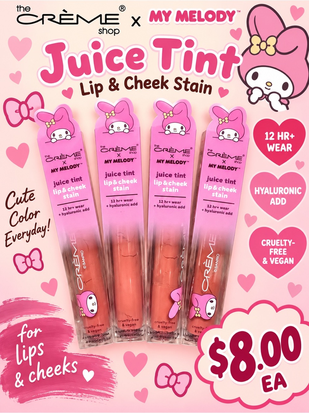 The Crème Shop x My Melody Juice Tint Lip & Cheek Stain